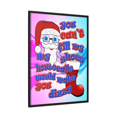 santa's shoes - framed canvas art (light blue-pink wave)