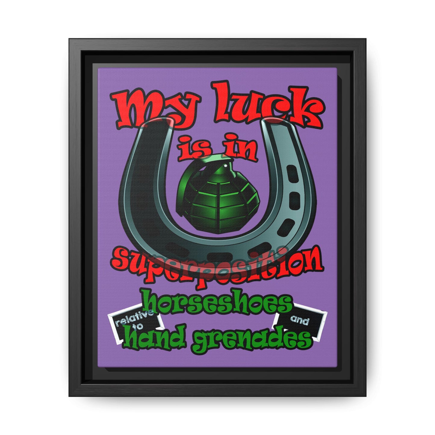 my luck - framed canvas art (light purple)