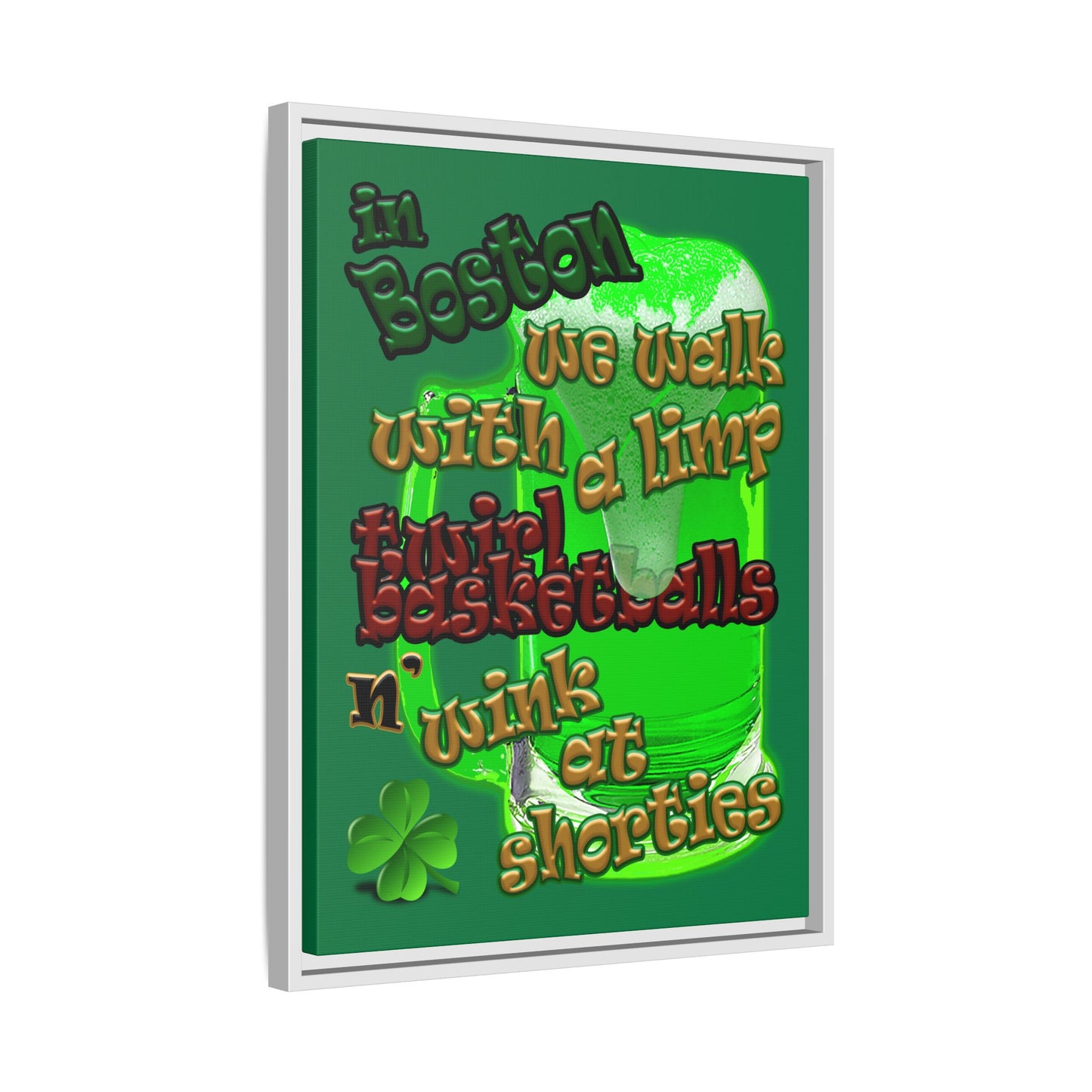 celtics logo - framed canvas art (dark green)