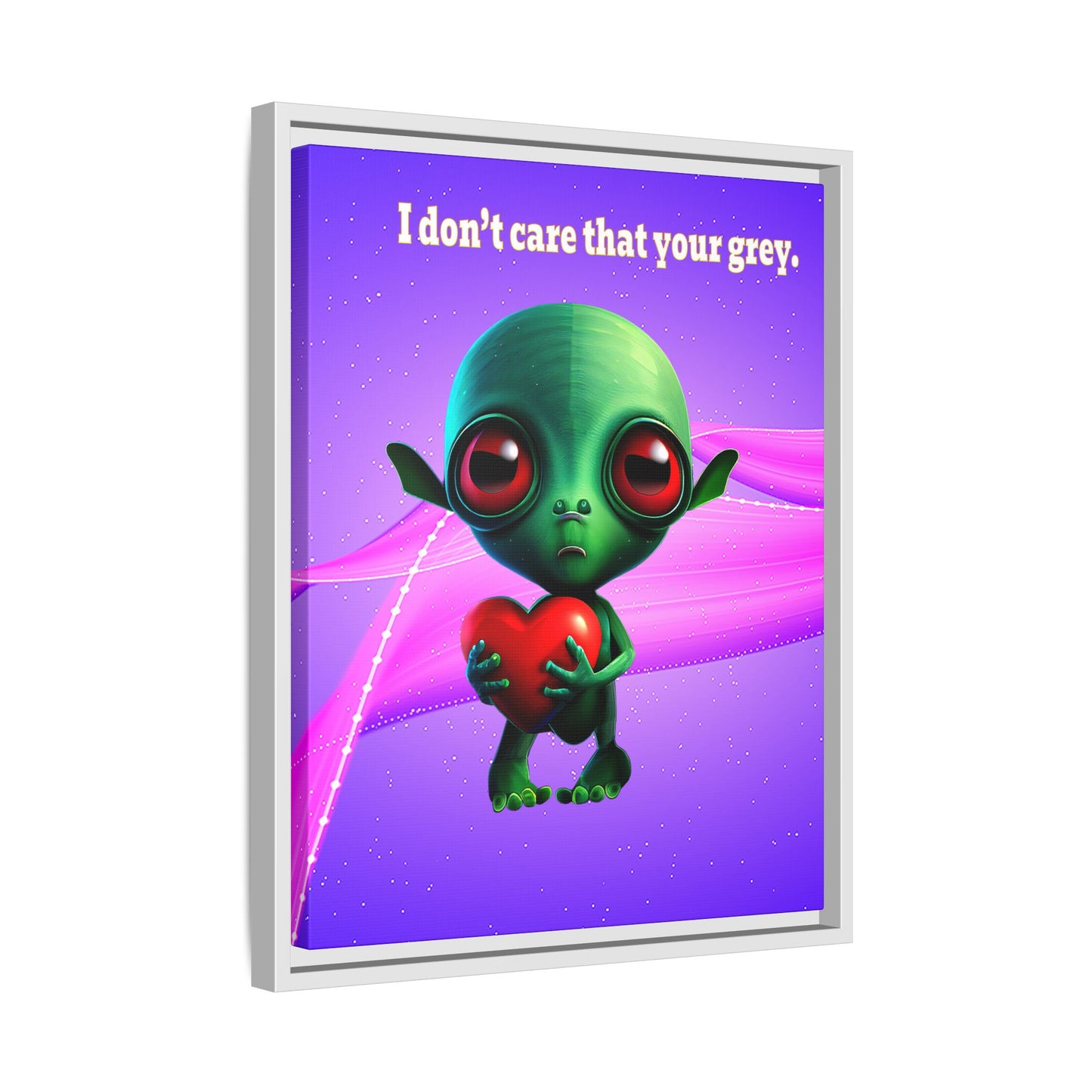 I don't care that your grey - framed canvas art (purple-pink wave)