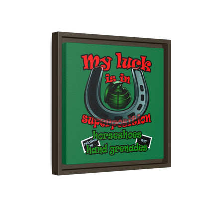 my luck - framed canvas art (dark green)