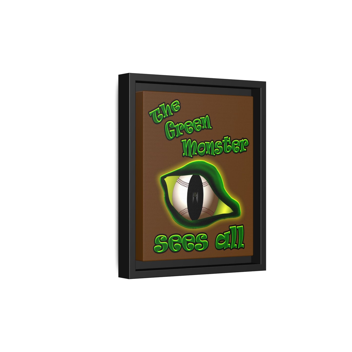 green monster - framed canvas art (brown)