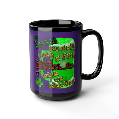 celtics logo - Black Mug (purple)