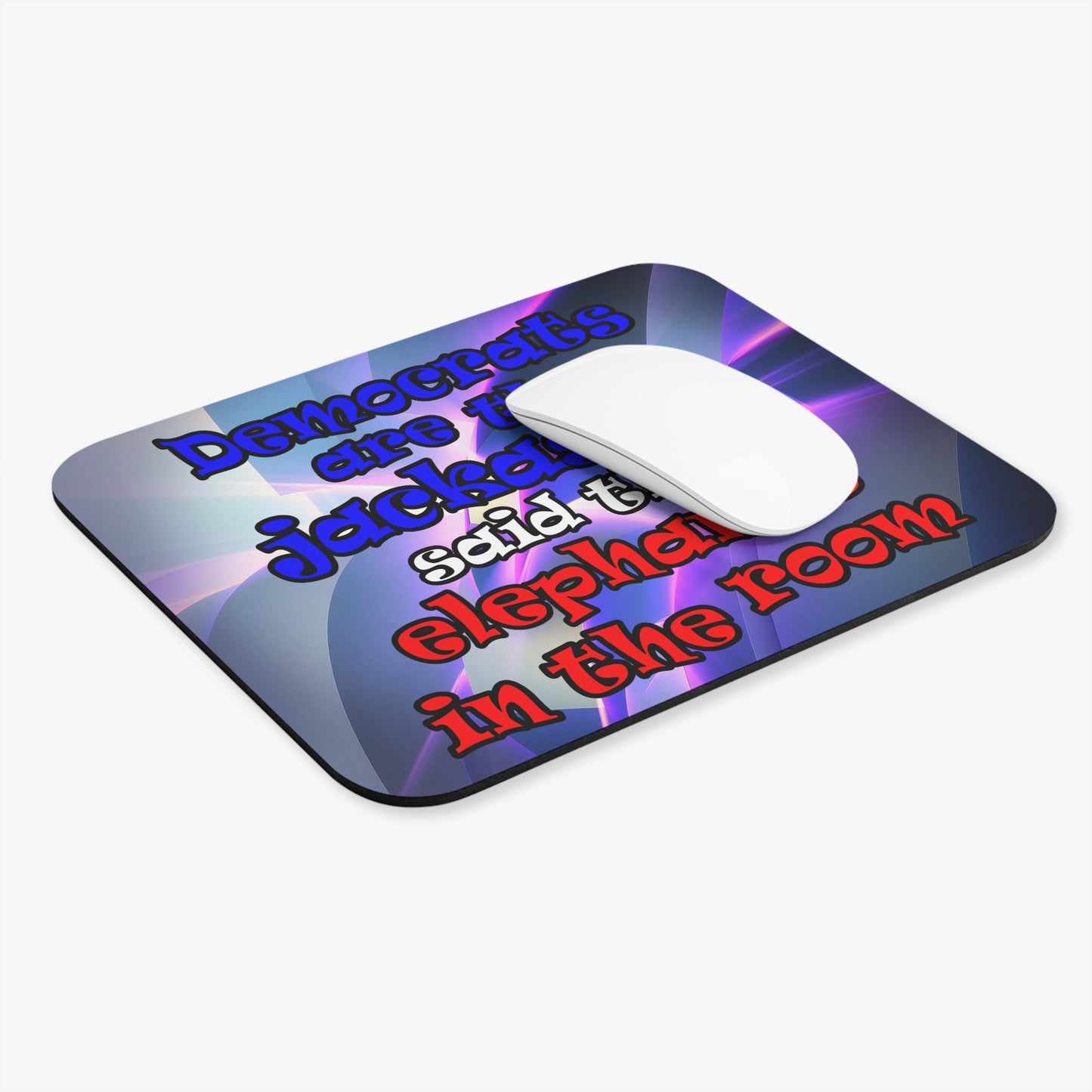 donkeys and elephants - Mouse Pad (Rectangle) (grey-pink wave)