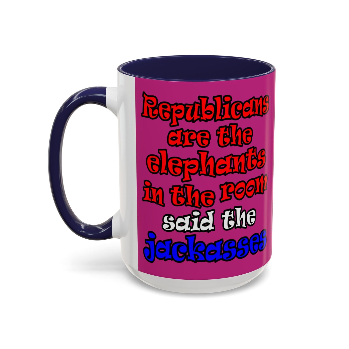 donkeys and elephants - Accent Mug (pink)