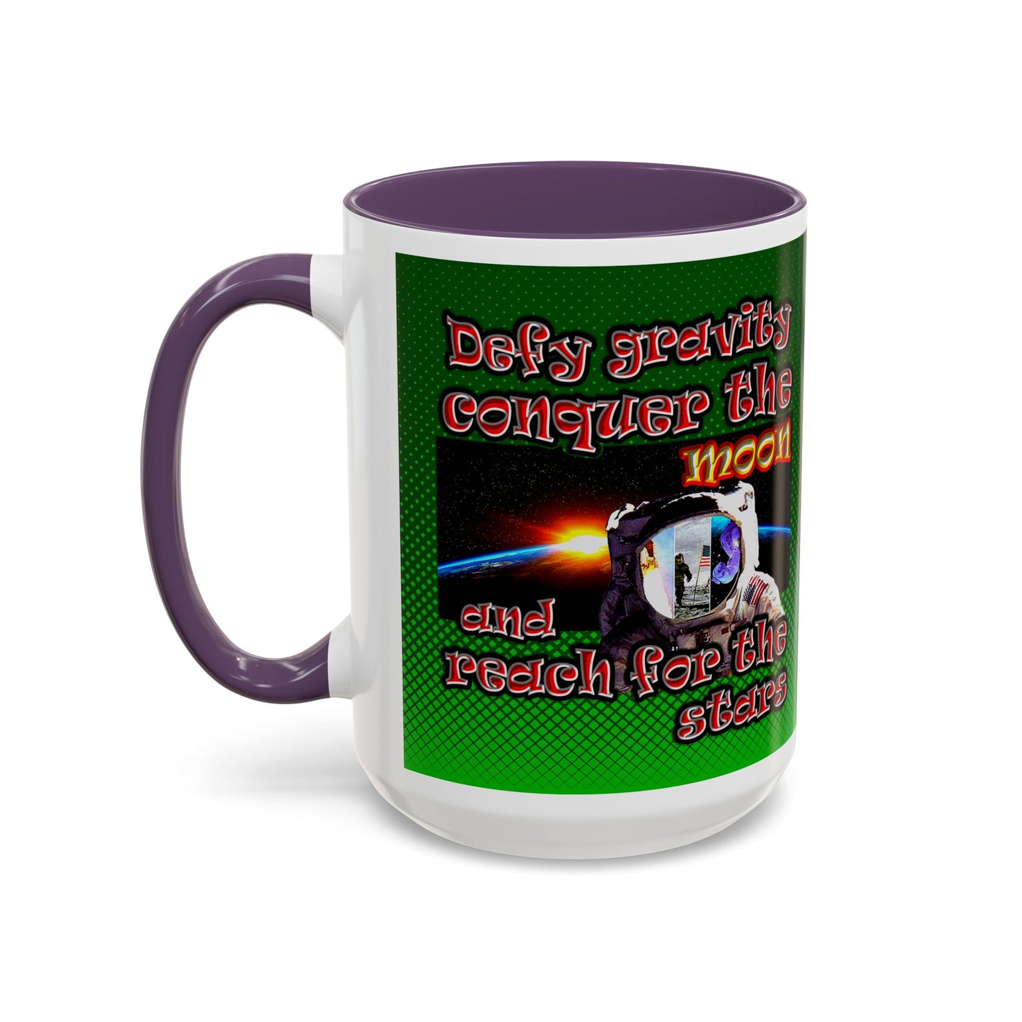 defy conquer reach - Accent Mug (logo green)