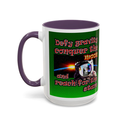 defy conquer reach - Accent Mug (logo green)