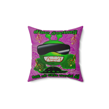 disc jockey - Faux Suede Square Pillow - (pink swirl)