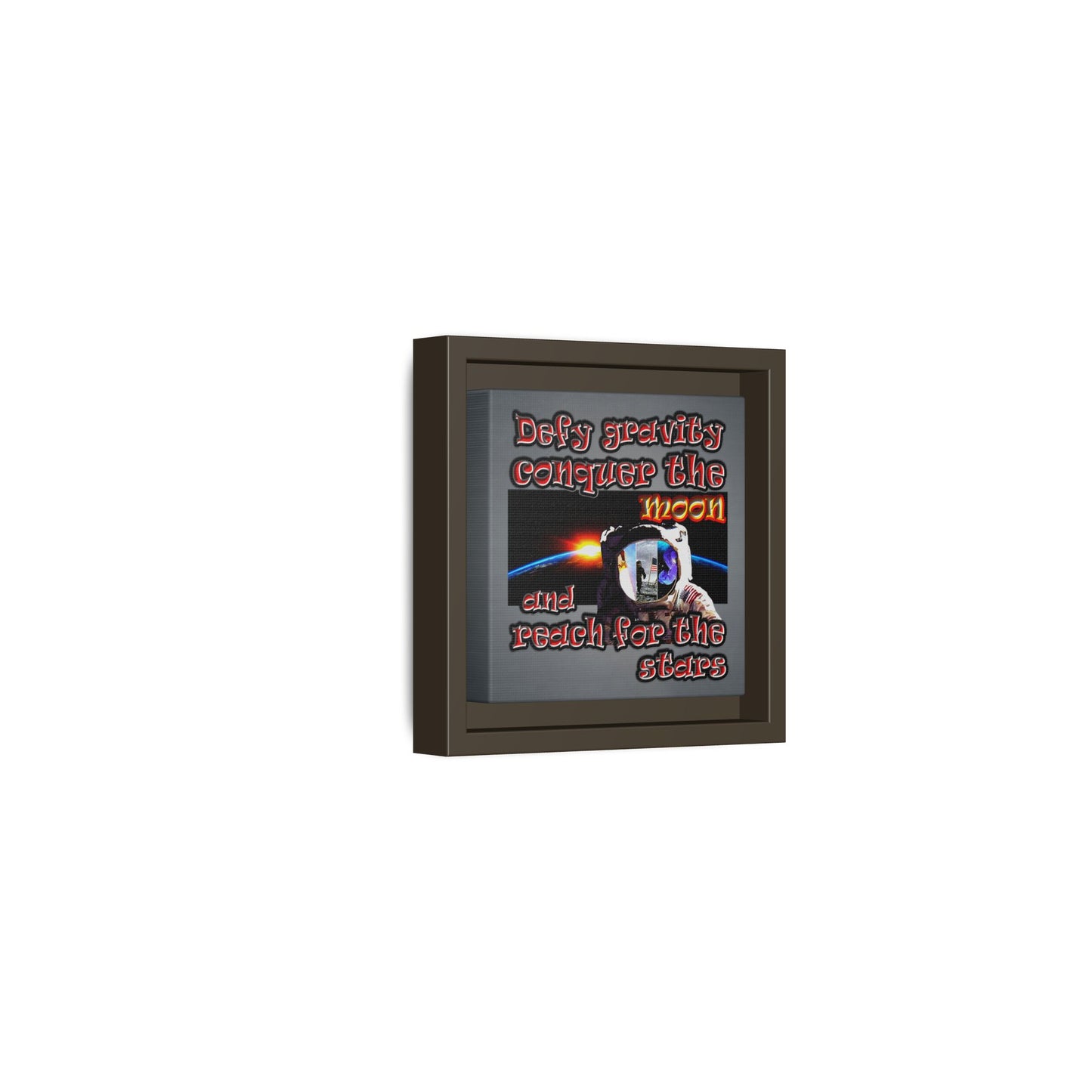 defy conquer reach - framed canvas art (grey-light grey)