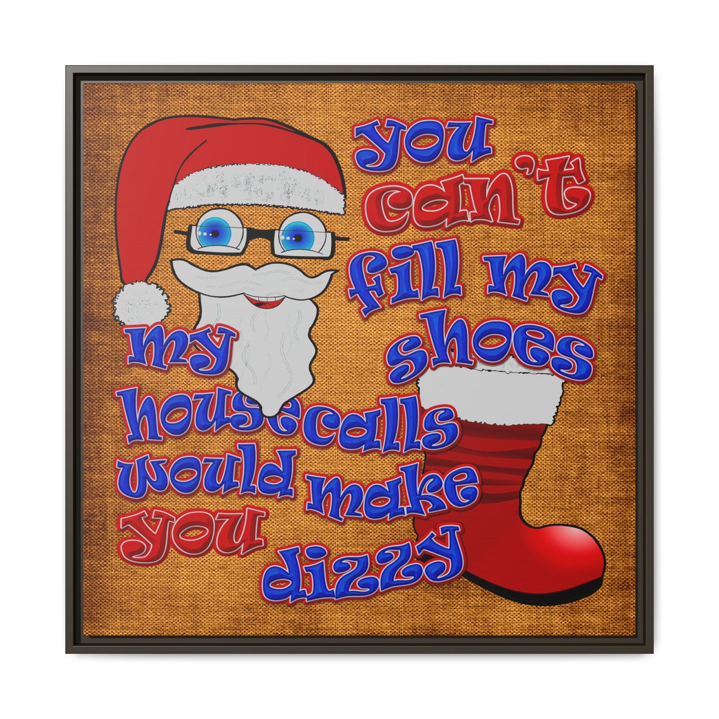 santa's shoes - framed canvas art (brown papyrus)