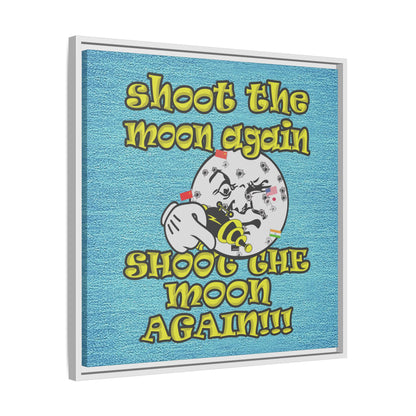 shoot the moon again - framed canvas art (faded blue)