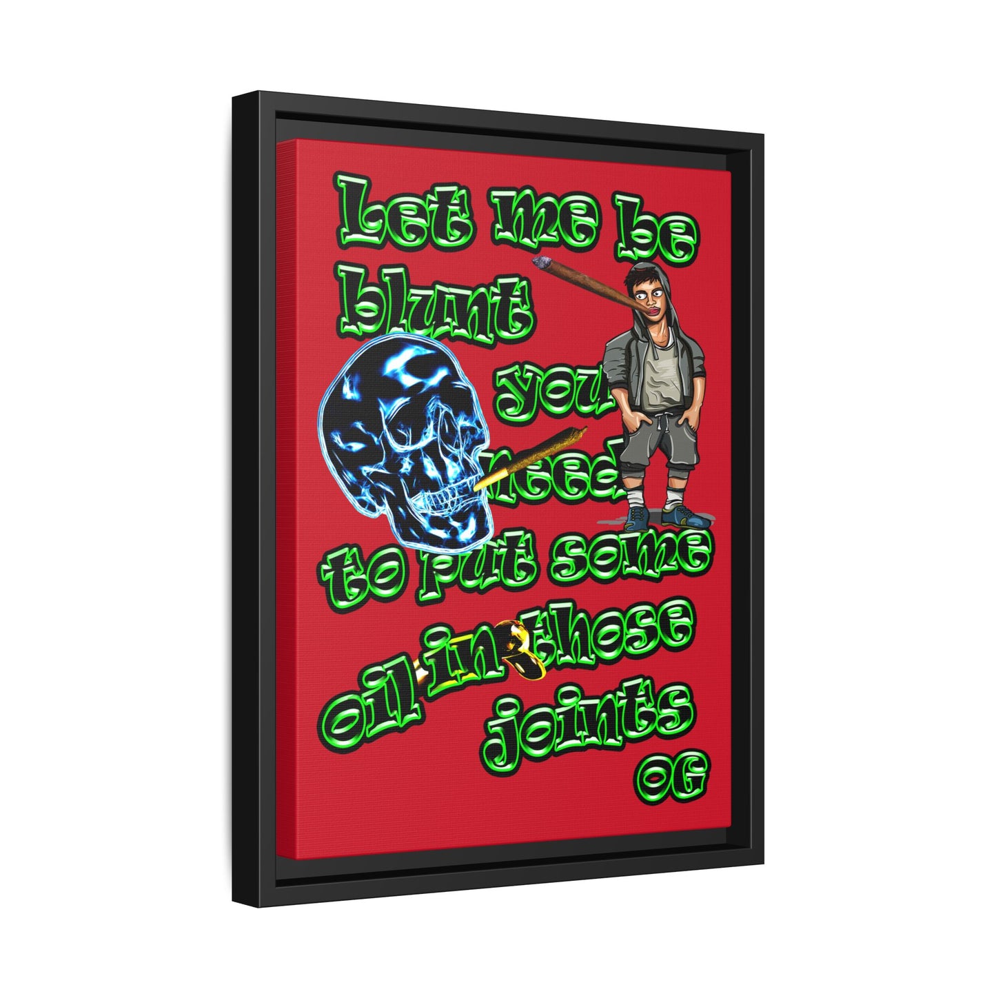 og - framed canvas art (dark red)
