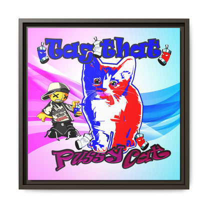 tag that - framed canvas art (light blue-pink wave)