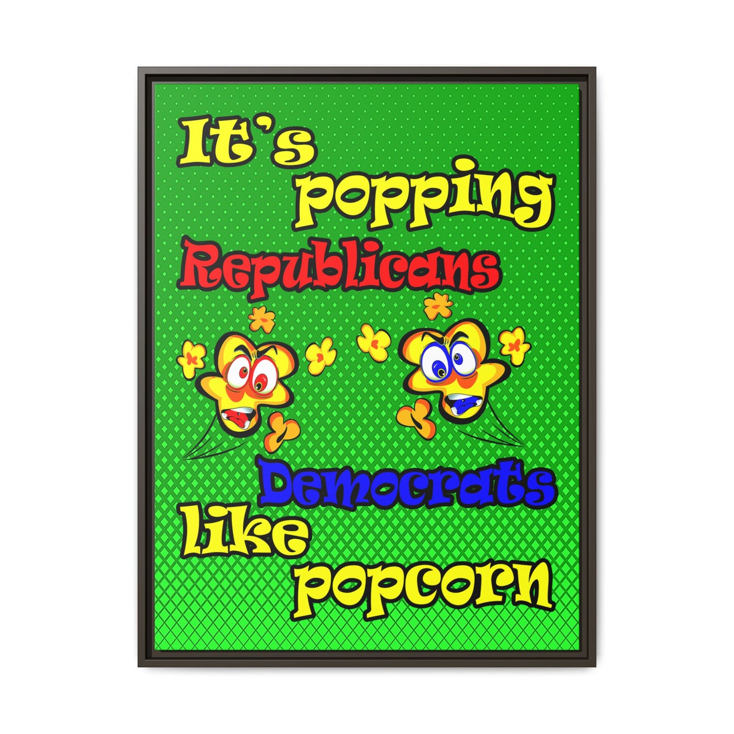 popping like popcorn - framed canvas art (logo green)
