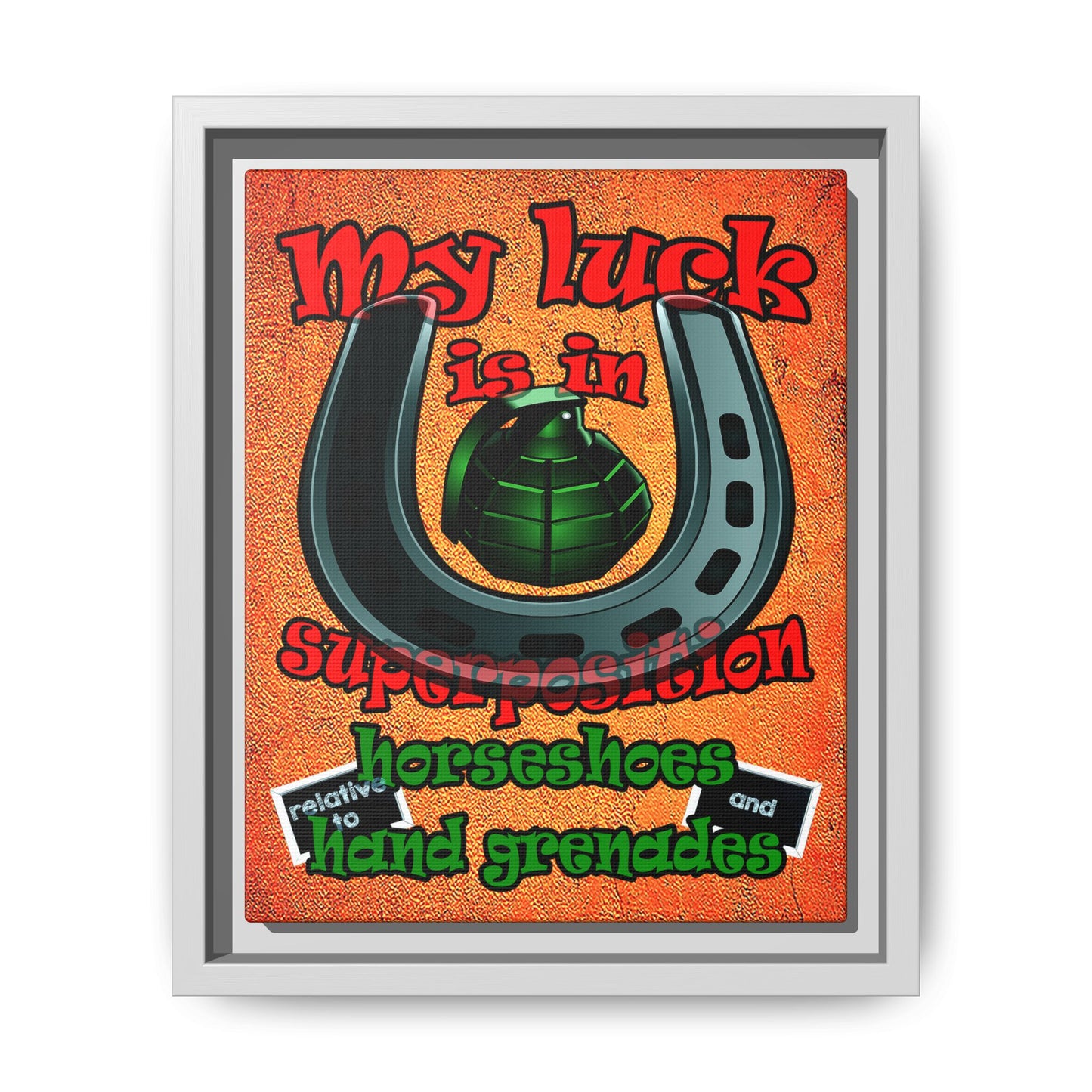 my luck - framed canvas art (burnt orange)