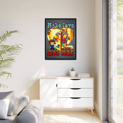 love peace - framed canvas art (grey-light grey)