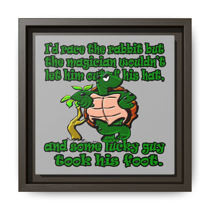 turtle race - framed canvas art (light grey)