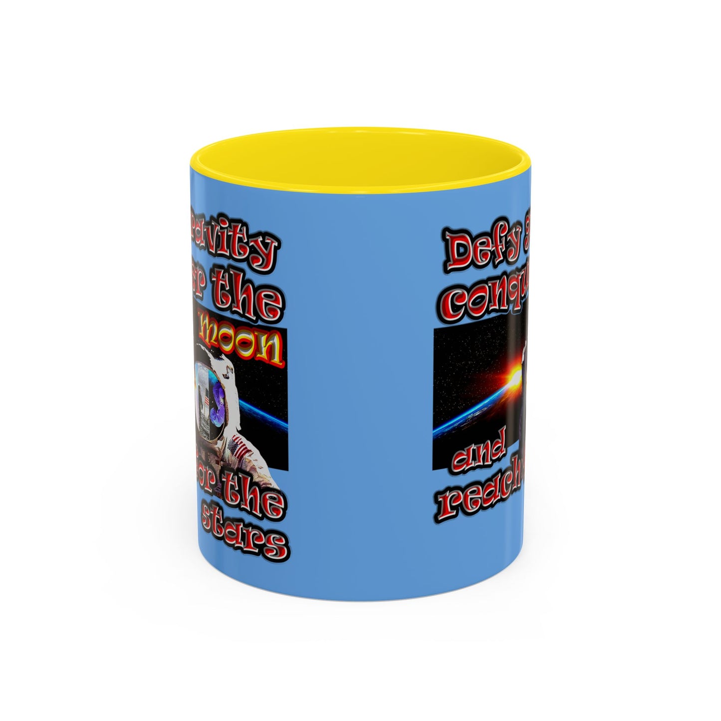 defy conquer reach - Accent Mug (light blue)