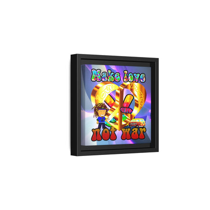 love peace - framed canvas art (grey-pink wave)