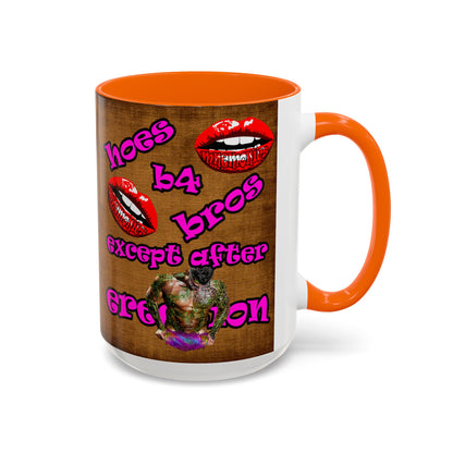 hoes b4 bros - Accent Mug (brown papyrus)
