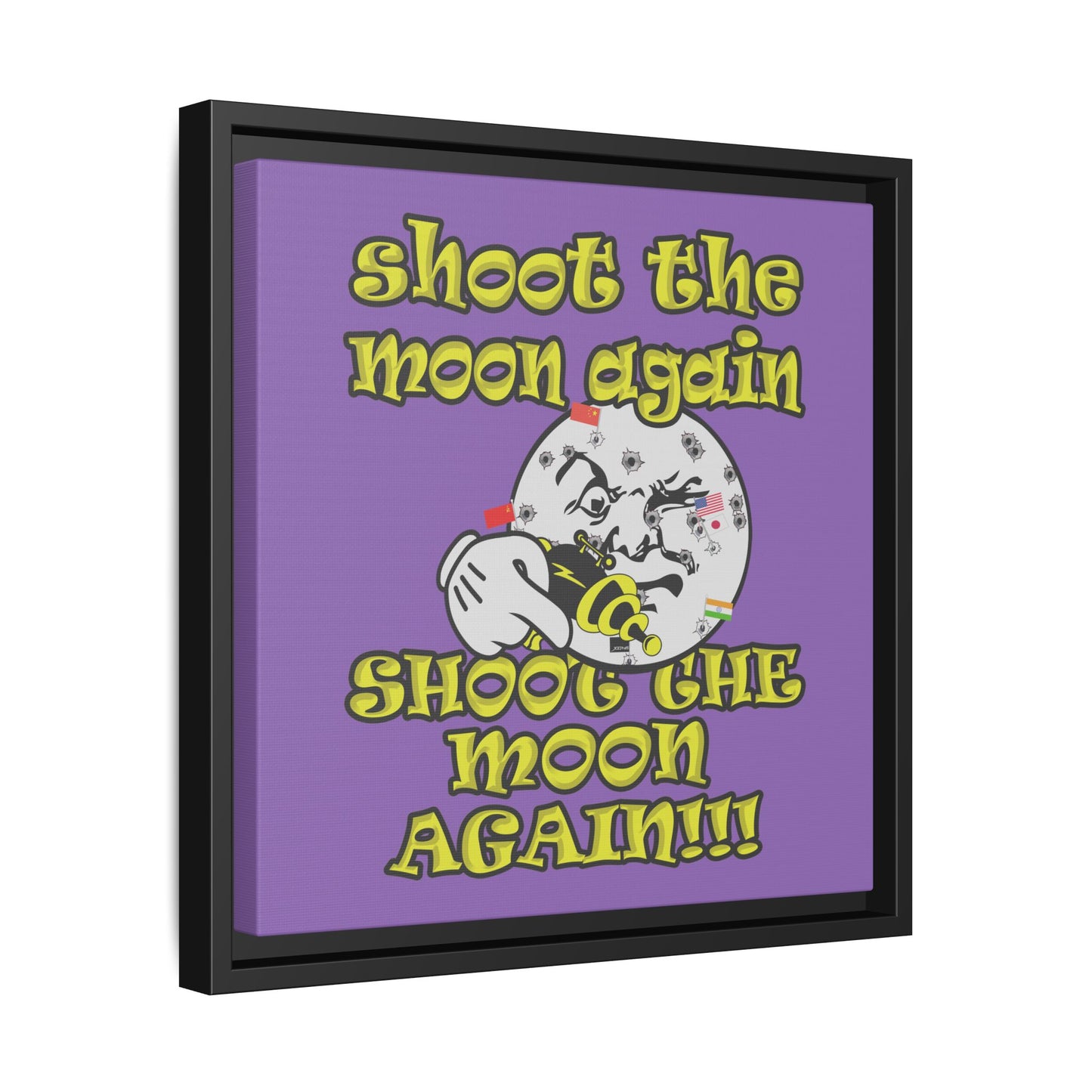 shoot the moon again - framed canvas art (light purple)