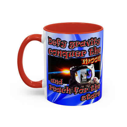 defy conquer reach - Accent Mug (blue-white wave)