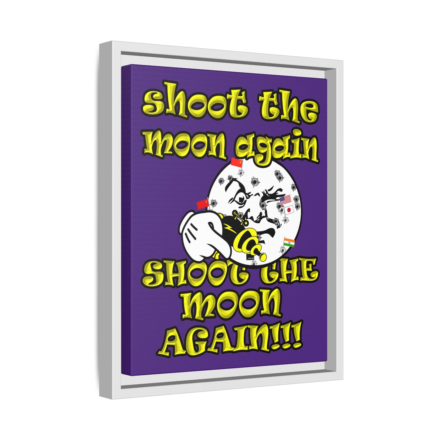 shoot the moon again - framed canvas art (purple)