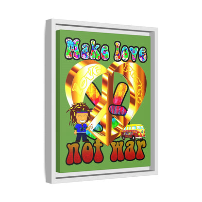 love peace - framed canvas art (green)