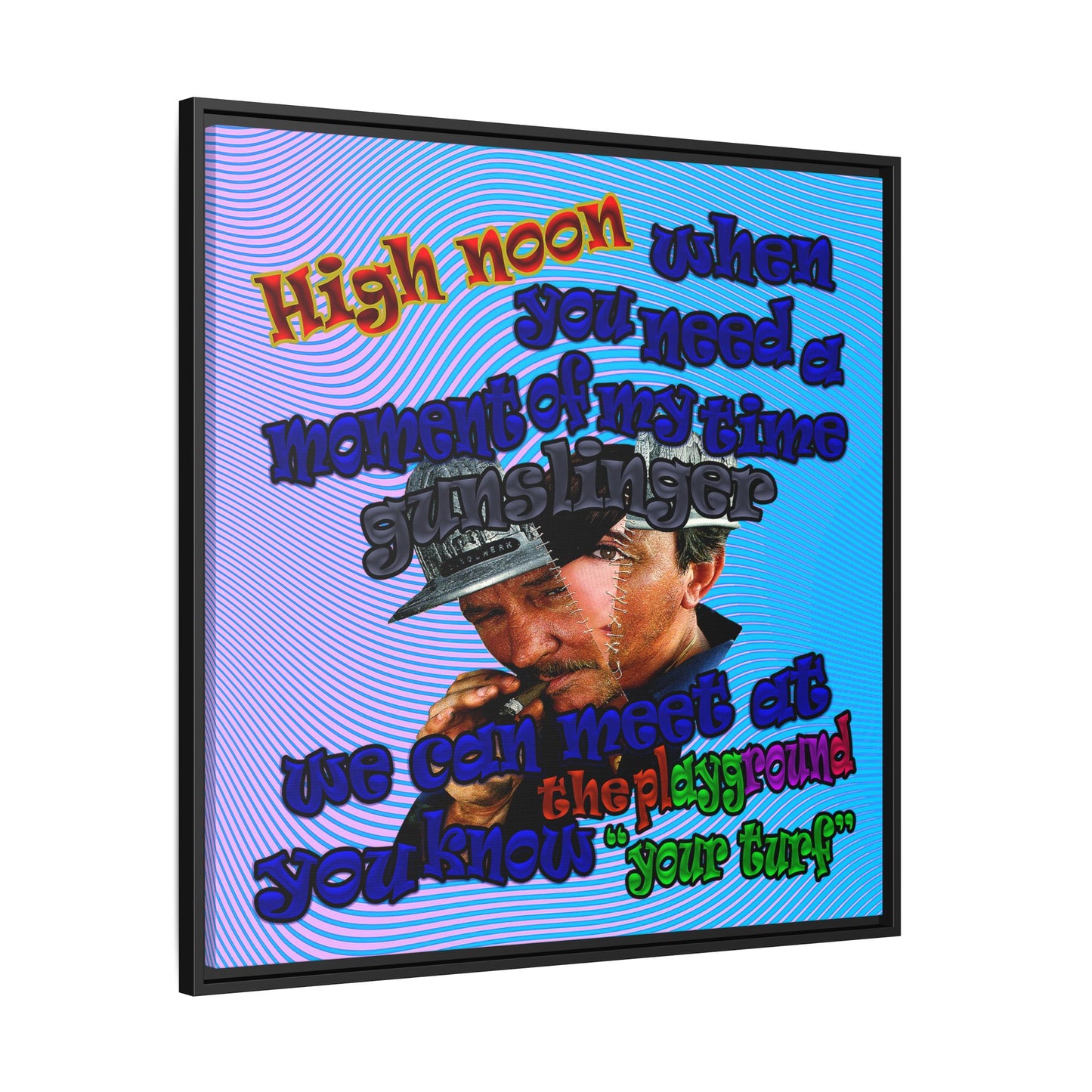 high noon - framed canvas art (light blue-purple wave)