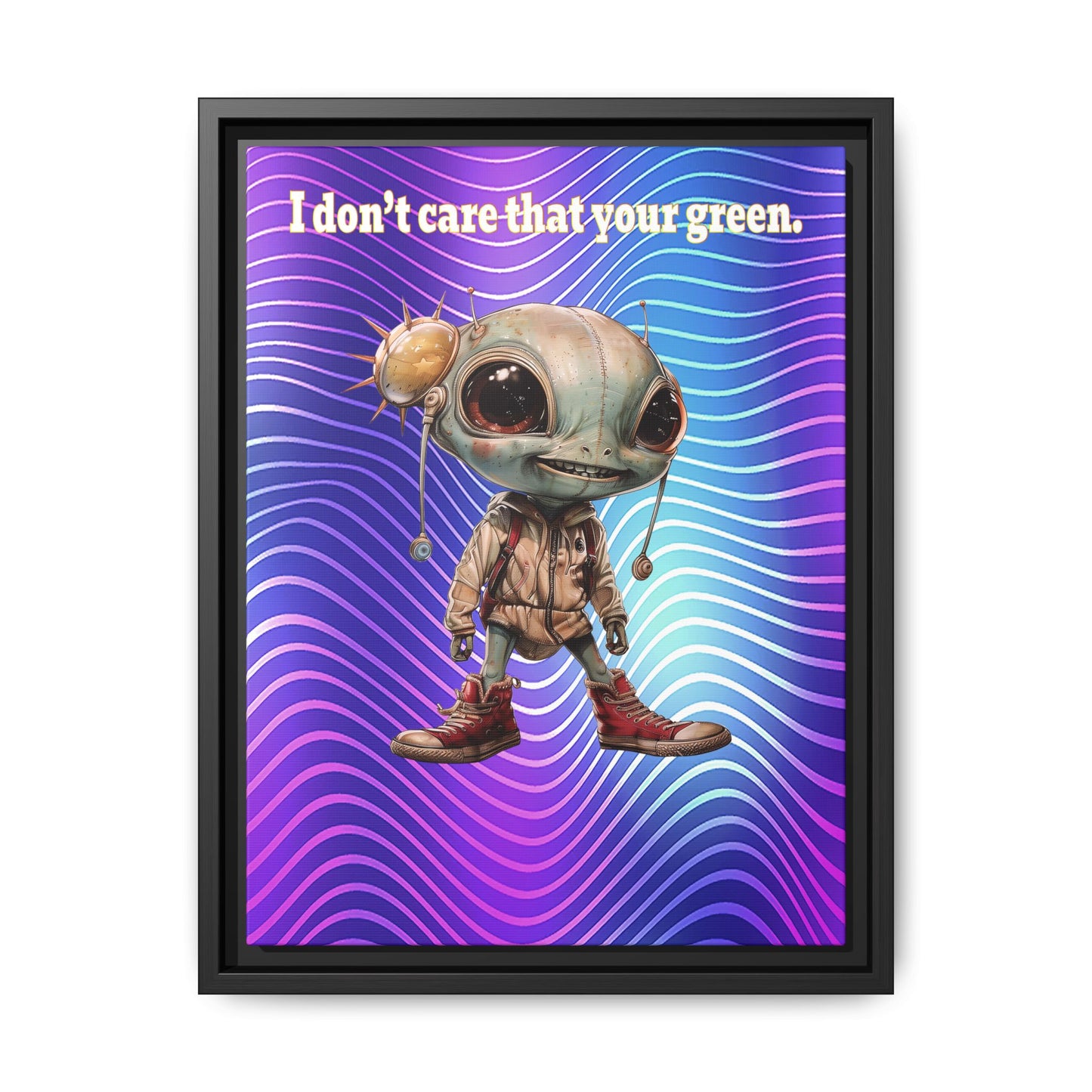 I don't care that your green - framed canvas art (purple wave)