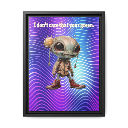 I don't care that your green - framed canvas art (purple wave)