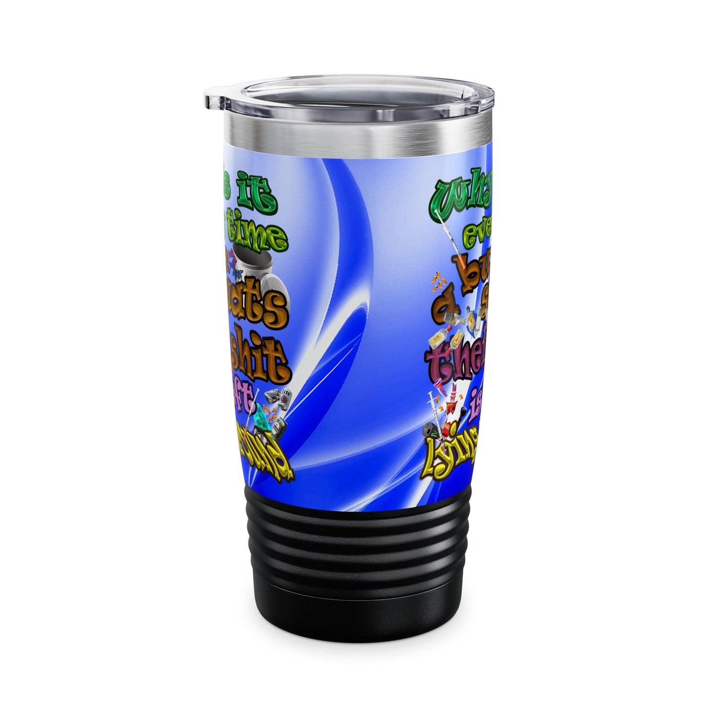 the bum's shit - Ringneck Tumbler, 20oz (blue-white wave)