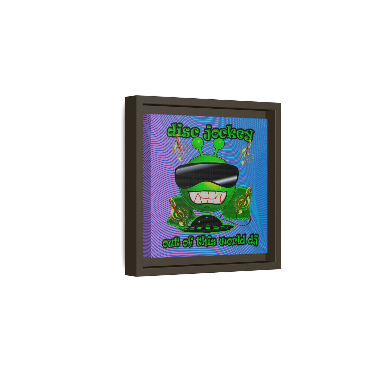 disc jockey - framed canvas art (light blue-purple wave)