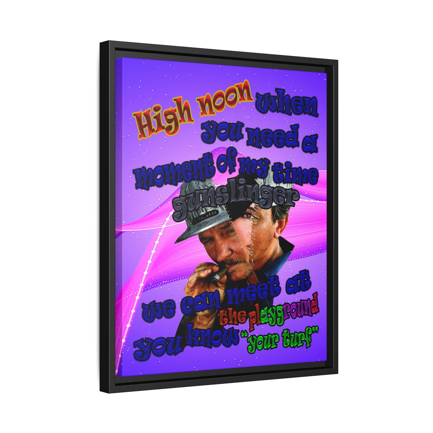 high noon - framed canvas art (purple-pink wave)