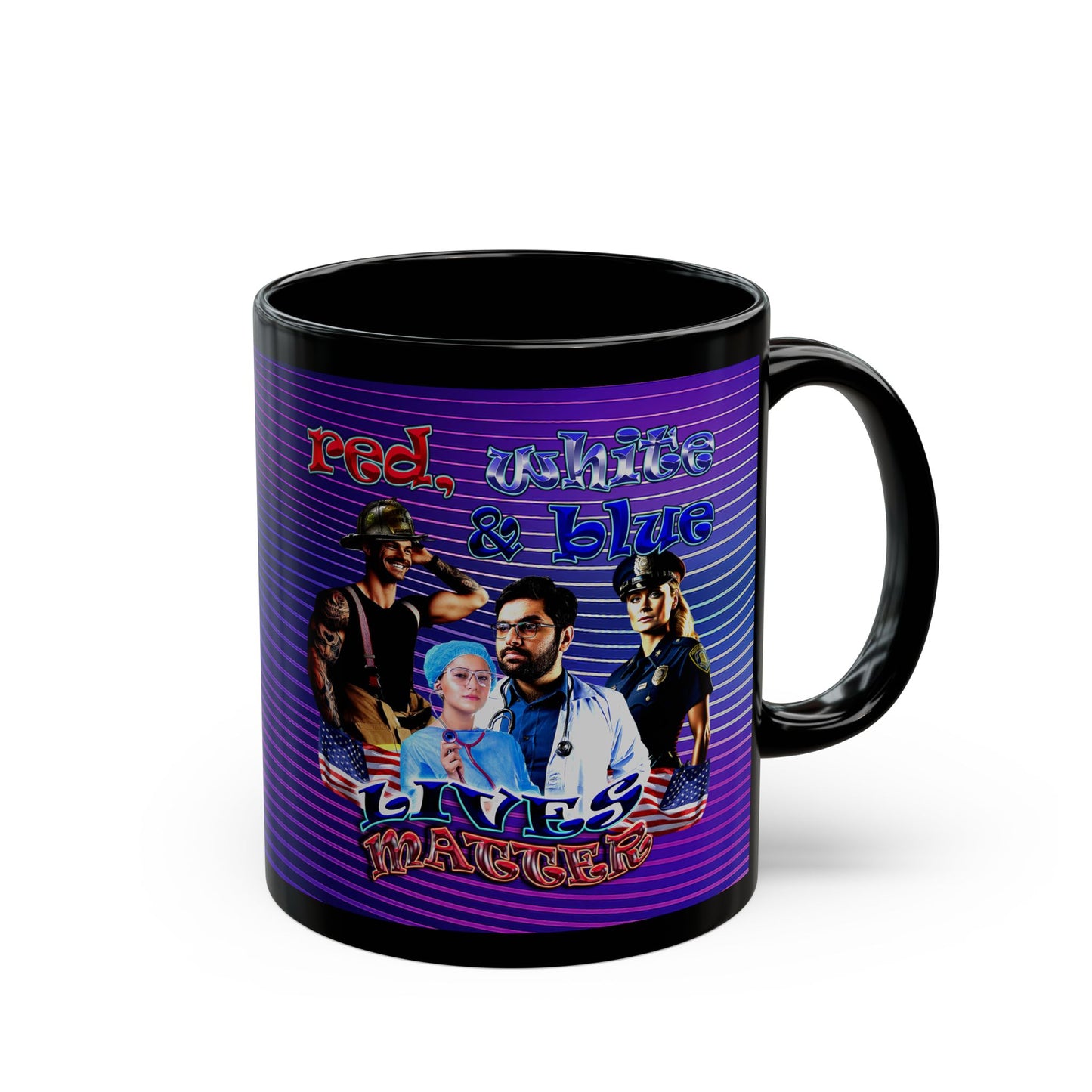 rw&b lives matter - Black Mug (purple wave)