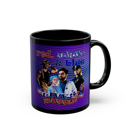 rw&b lives matter - Black Mug (purple wave)