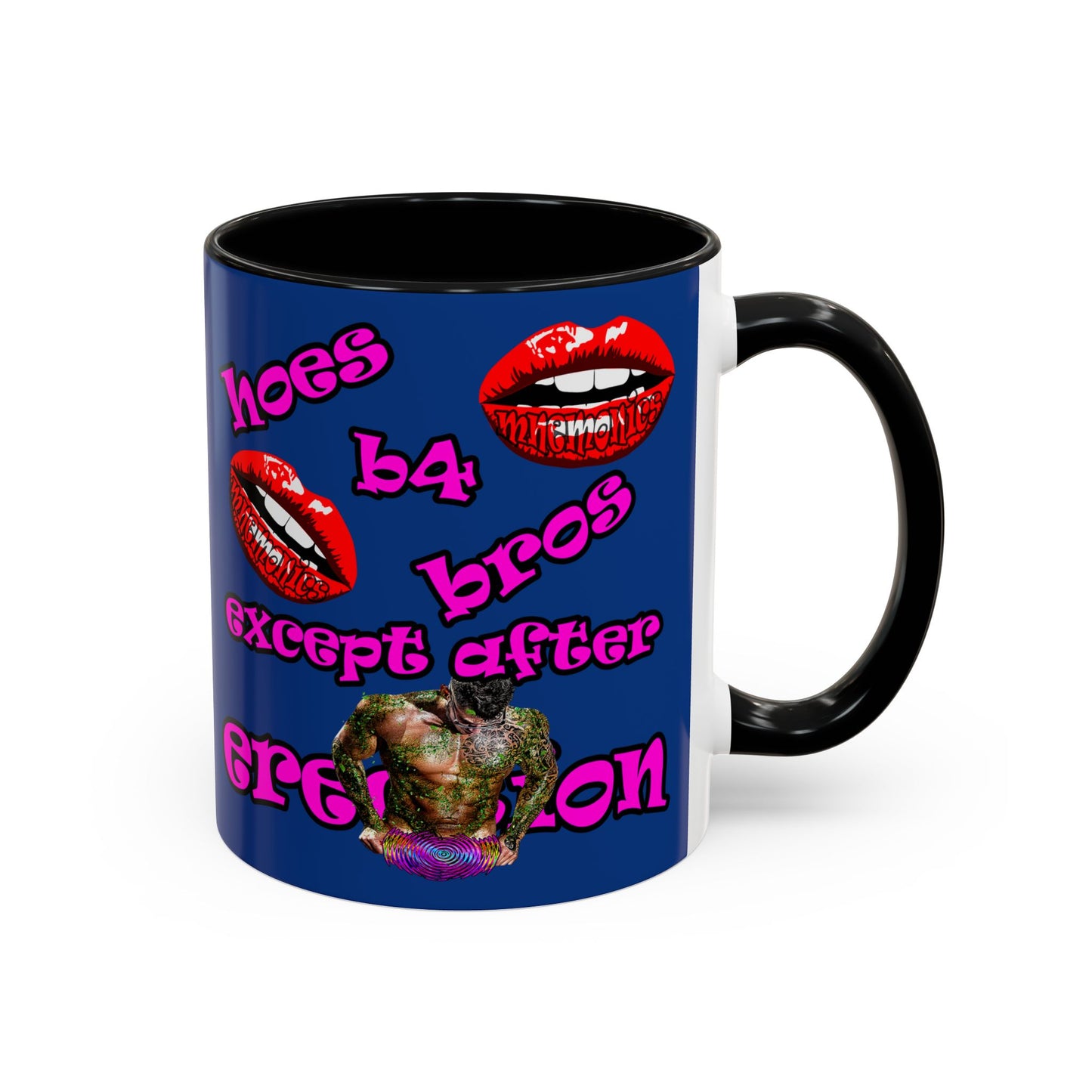 hoes b4 bros - Accent Mug (dark blue)