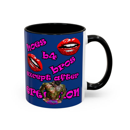hoes b4 bros - Accent Mug (dark blue)