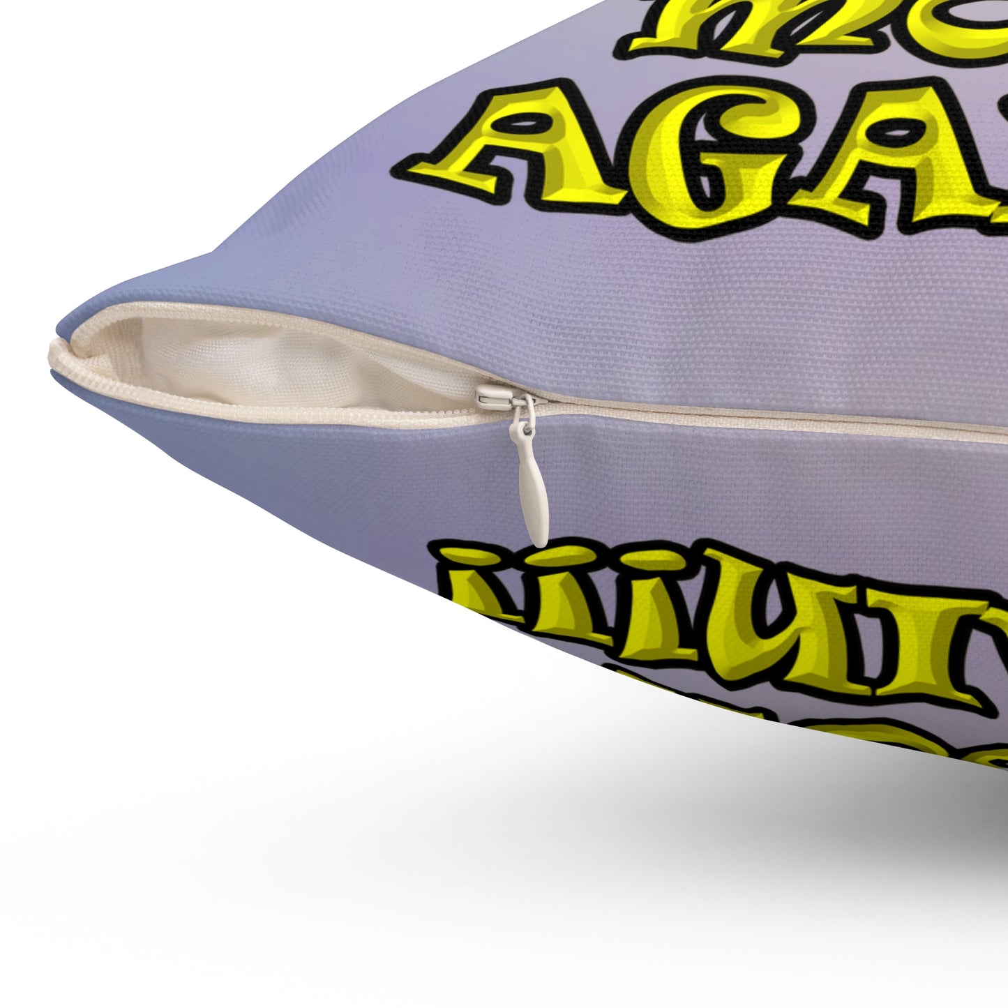 shoot the moon again - Spun Polyester Square Pillow - (light blue-pink wave)