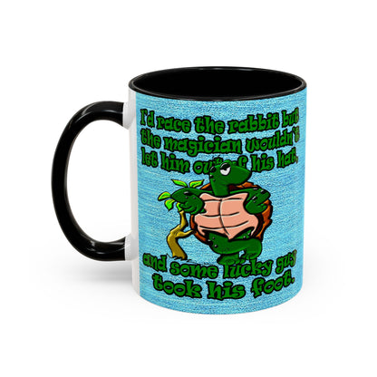 turtle race - Accent Mug (faded dark blue)