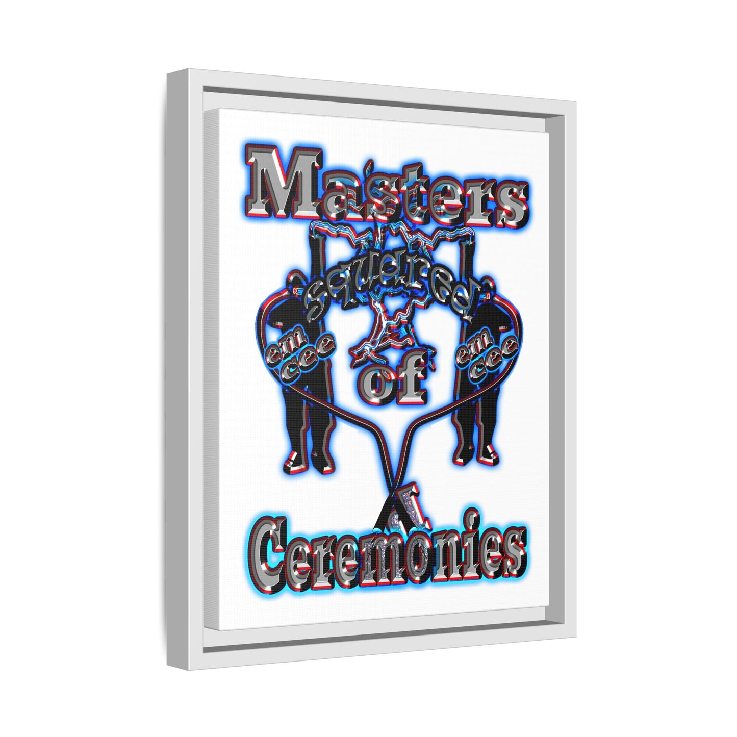 em cee squared - framed canvas art (white)