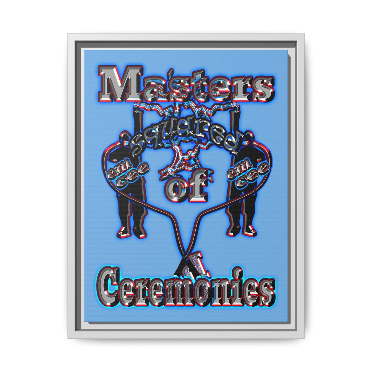 em cee squared - framed canvas art (light blue)