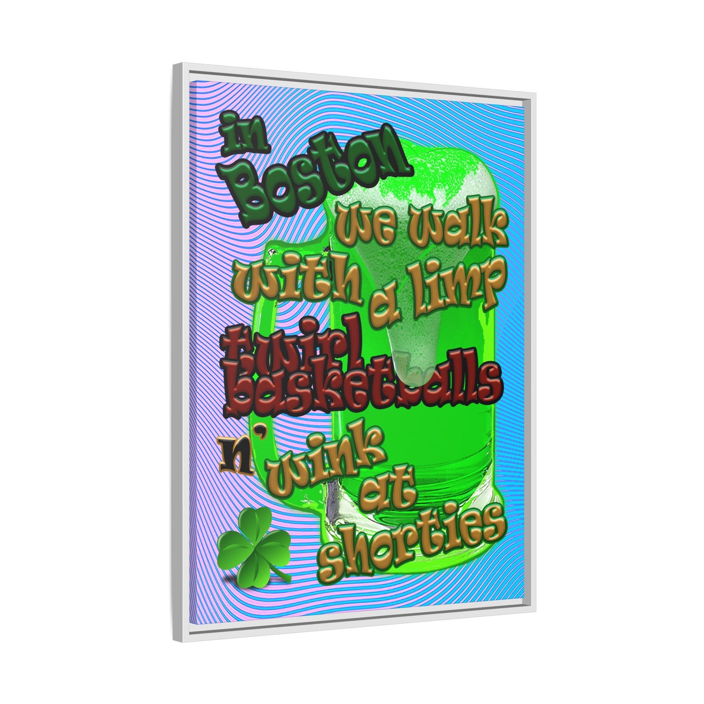 celtics logo - framed canvas art (light blue-purple wave)