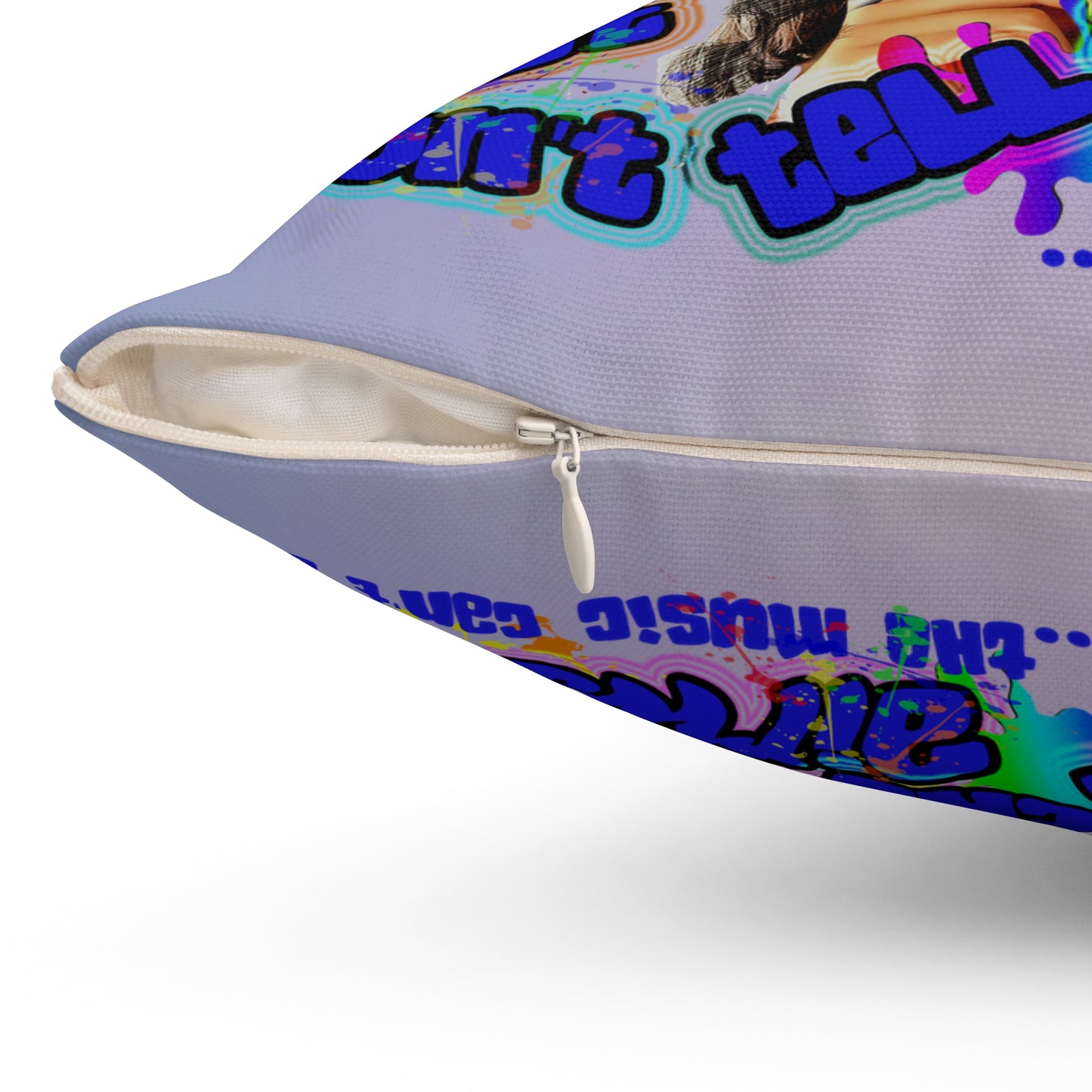 drop the beat - Spun Polyester Square Pillow - (light blue-pink wave)