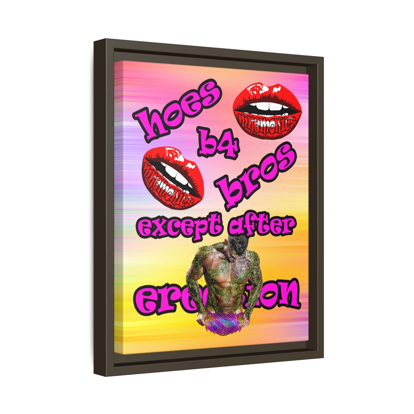 hoes b4 bros - framed canvas art (color blur)