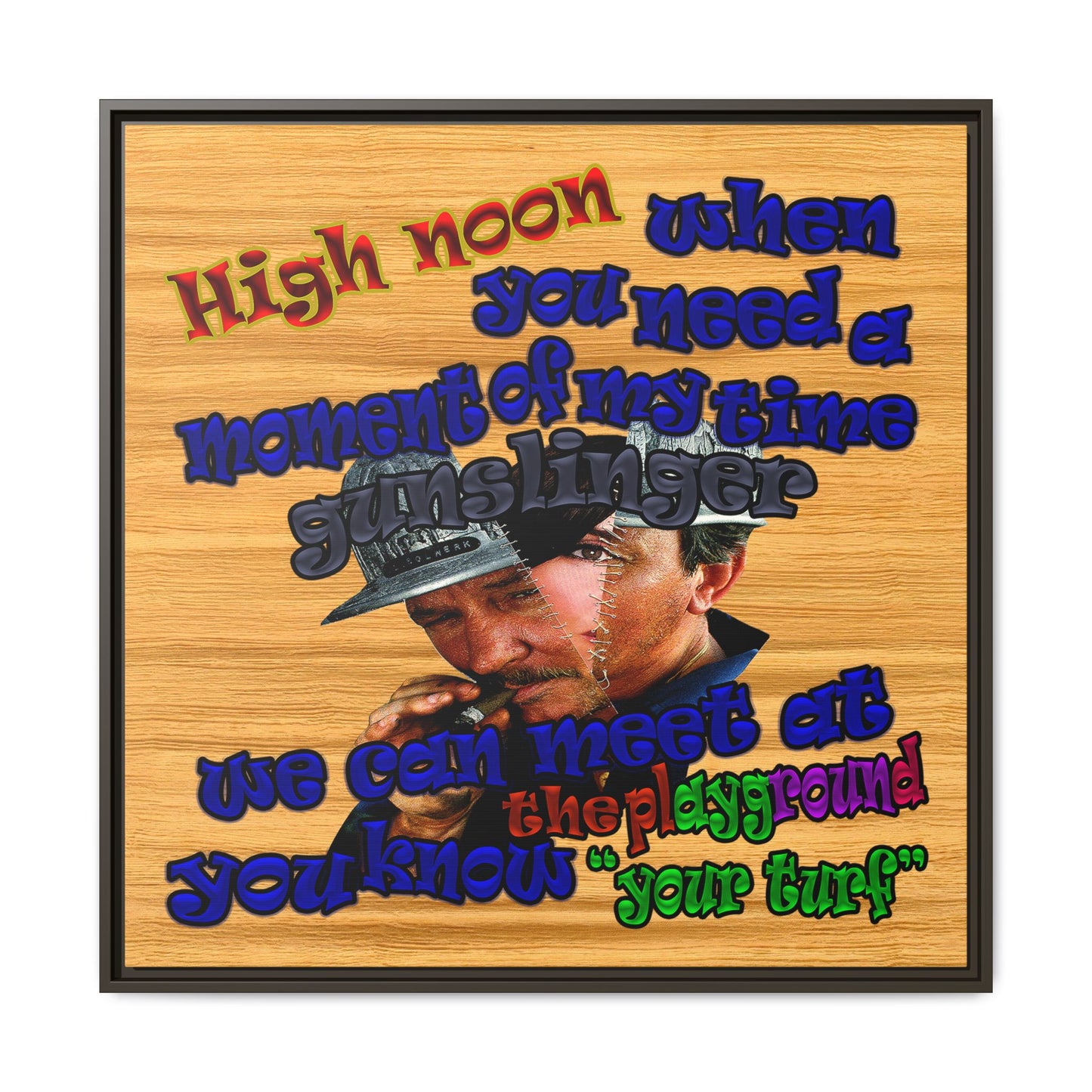 high noon - framed canvas art (butterscotch wood finish)