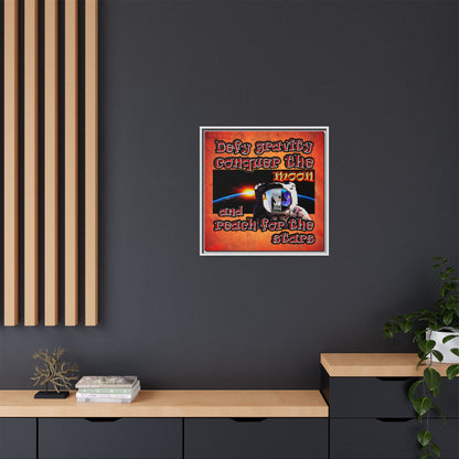 defy conquer reach - framed canvas art (burnt orange)