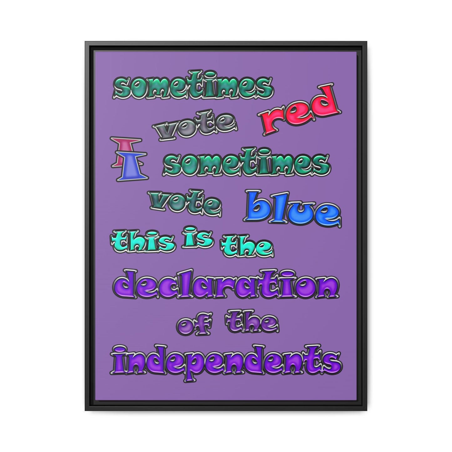declaration of the independents - framed canvas art (light purple)