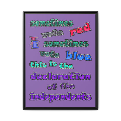 declaration of the independents - framed canvas art (light purple)