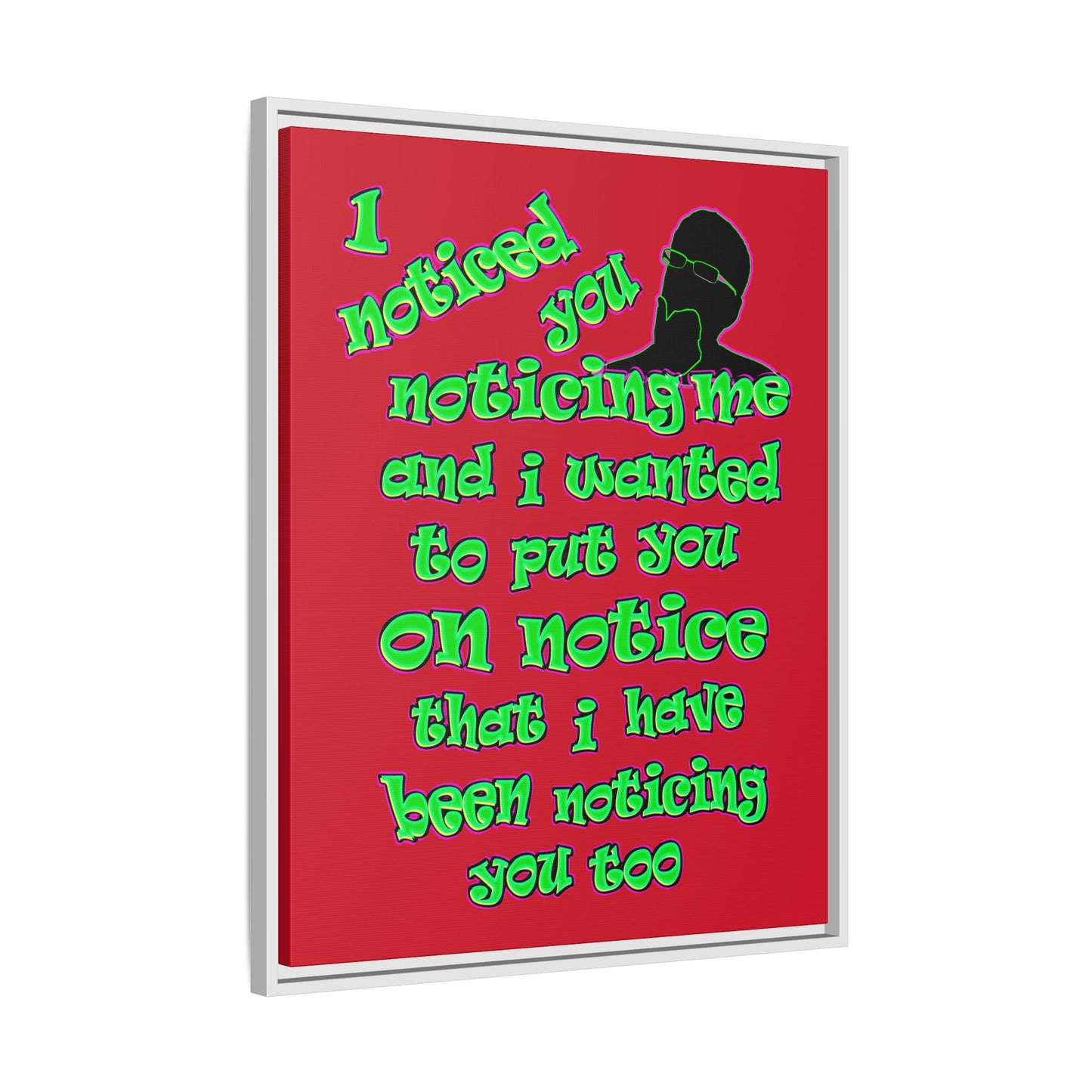 noticed you noticing - framed canvas art (dark red)